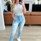 Aiden High Rise Patch Pocket Distressed Boyfriend Jeans - Aubrey Jaymes Boutique#