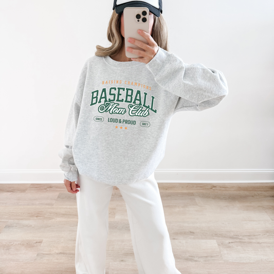 Baseball Mom Club Crewneck Sweatshirt- 2 colors