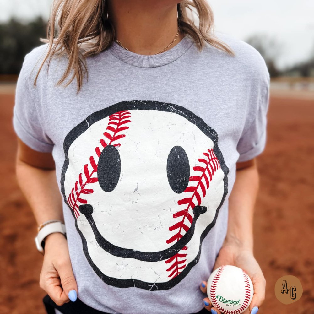 Baseball Smiley Tee - Aubrey Jaymes Boutique#