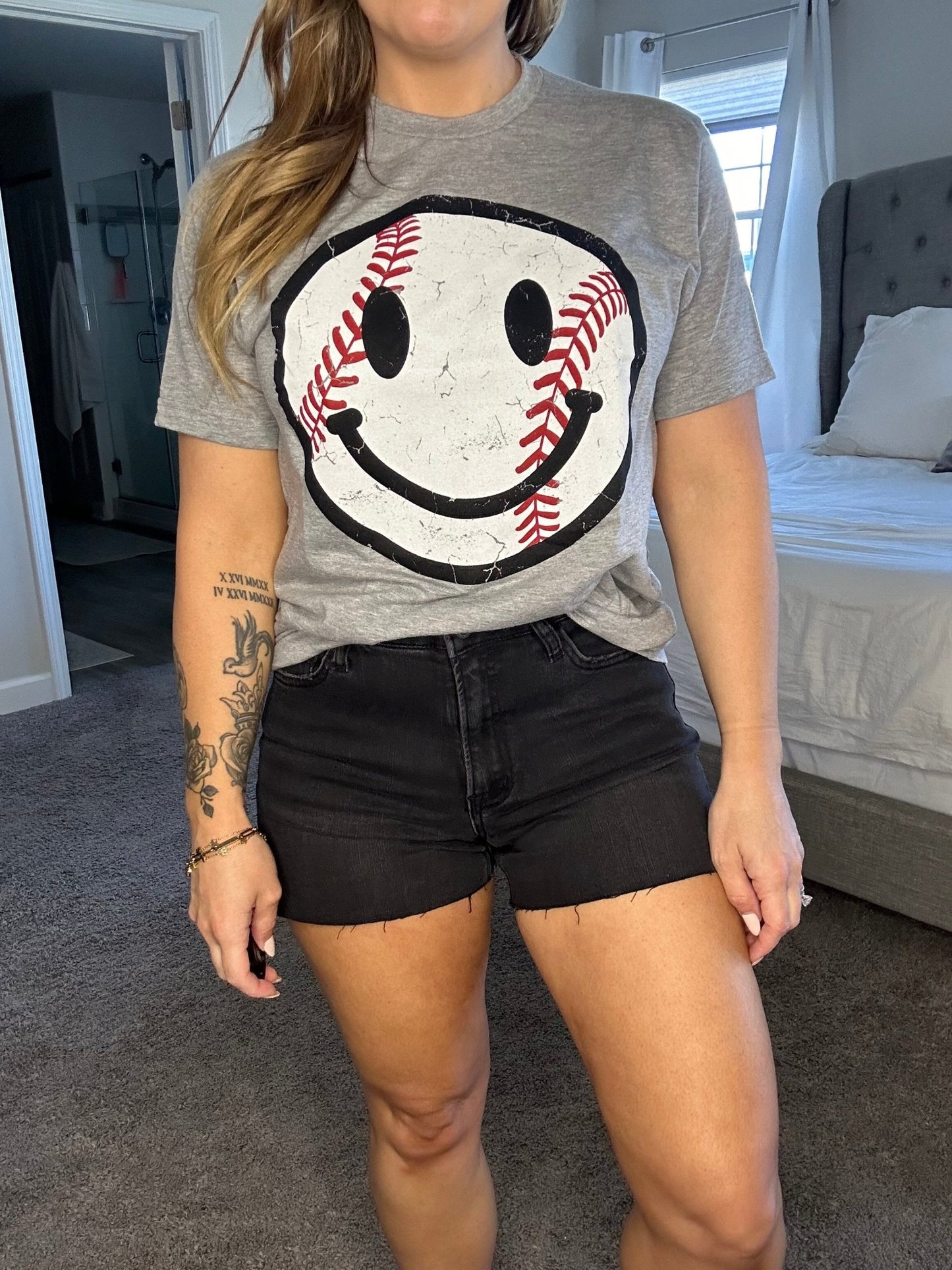 Baseball Smiley Tee - Aubrey Jaymes Boutique#