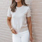 Beige Short Sleeve Crew Neck Sweater