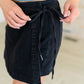 Bentli High Rise Side Tie Denim Skort in Black - Aubrey Jaymes Boutique#