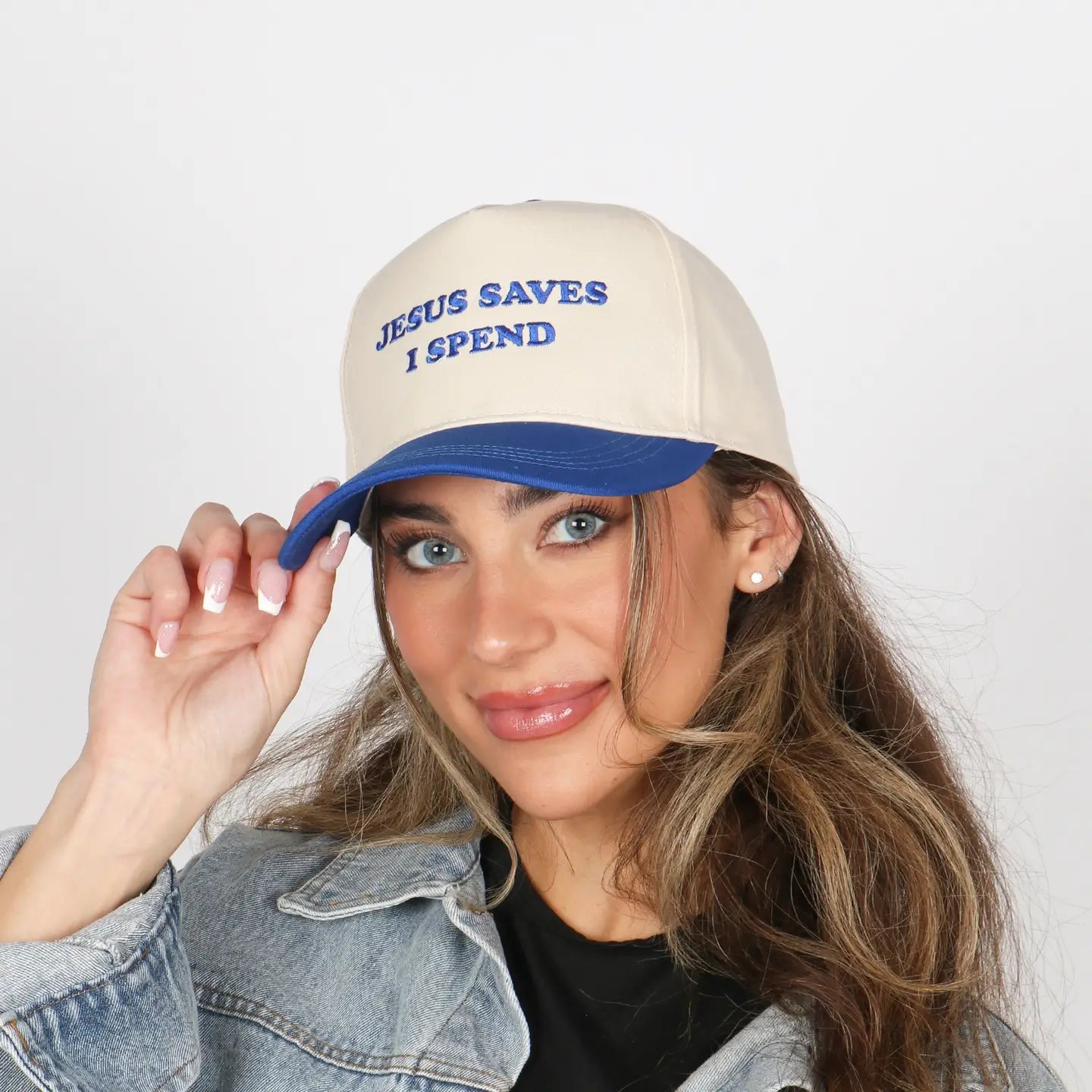 "Jesus Saves I Spend" 5-Panel Embroidered Baseball Cap