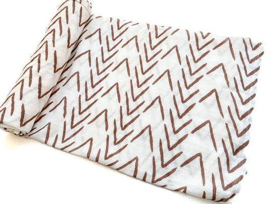 Muslin Swaddle Blanket - Brown Arrow