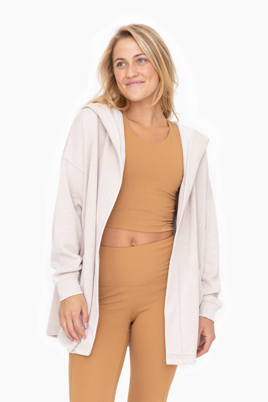 Everyday Flow Fleece Hooded Cardigan- Ivory