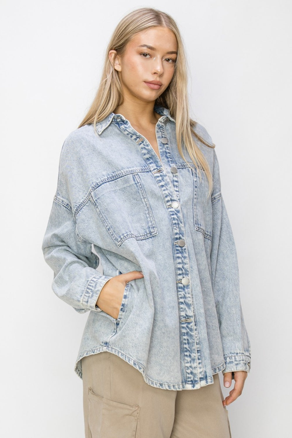 RISEN Tabatha Button Up Long Sleeve Shacket