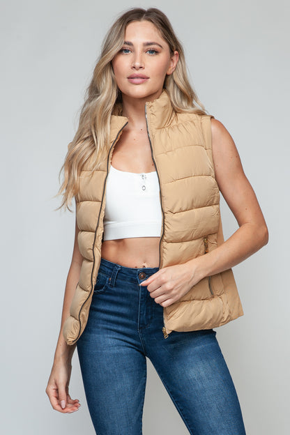 Apres Ski Zip Up Vest- Iced Coffee