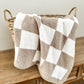 Plush Blanket - Taupe Checker