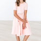 Peach Short Sleeve Pocket Twirl Dress