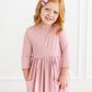 Vintage Pink 3/4 Sleeve Pocket Twirl Dress