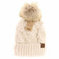 C.C. Bobble Knit Fur Pom Beanie- 10 Colors