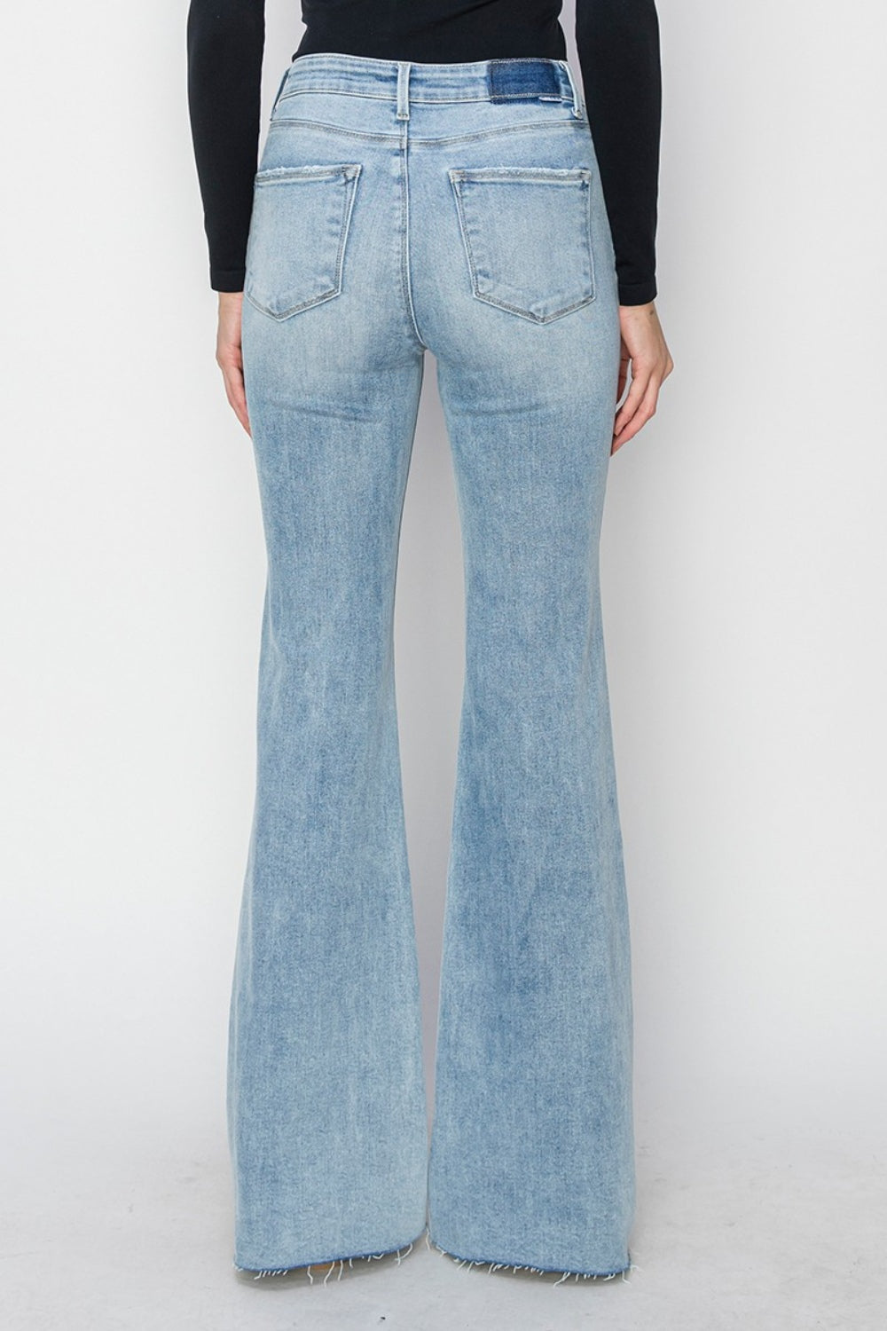 RISEN Claire High Rise Raw Cut Hem Bootcut Jeans