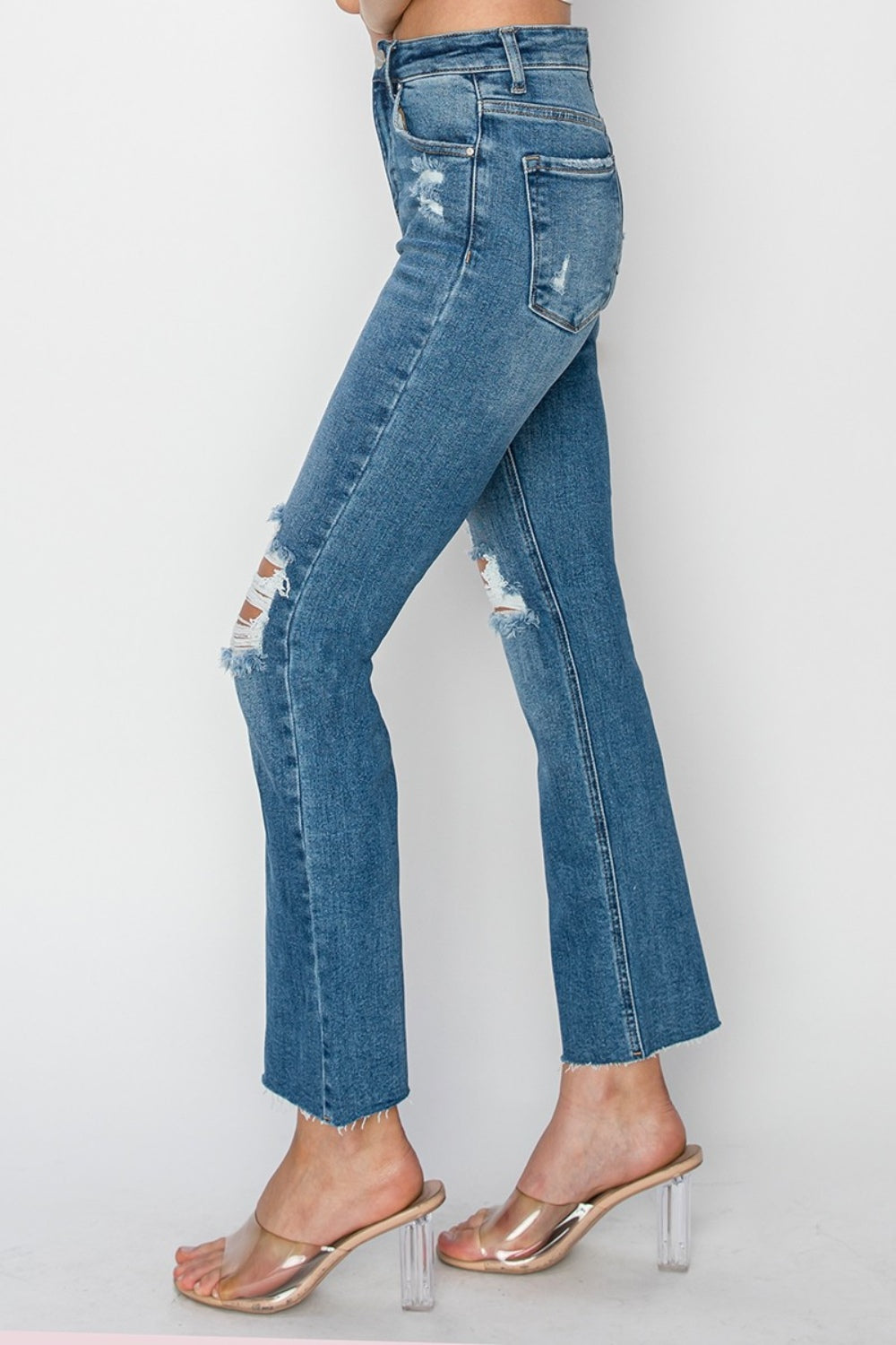 RISEN Agnes High Rise Distressed Ankle Jeans