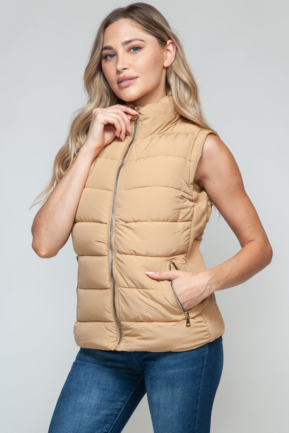 Apres Ski Zip Up Vest- Iced Coffee