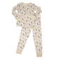 Electric Smiley Two-Piece Pajama Set- Beige