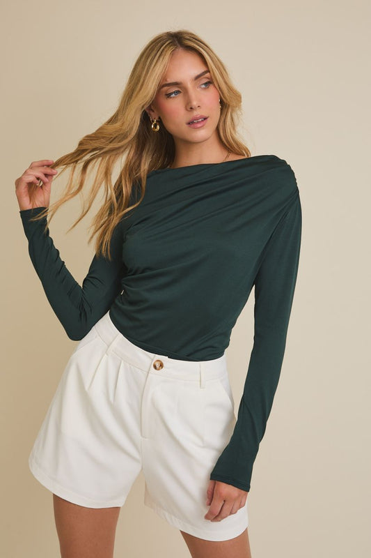 Midnight Pine Cowl Neck Top