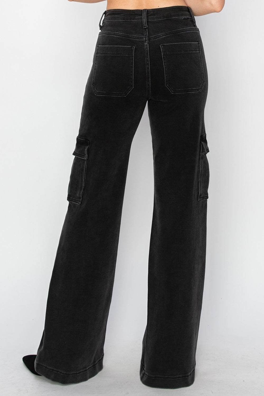 Risen Ebony High Rise Wide Leg Cargo Jeans