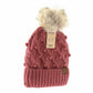 C.C. Bobble Knit Fur Pom Beanie- 10 Colors