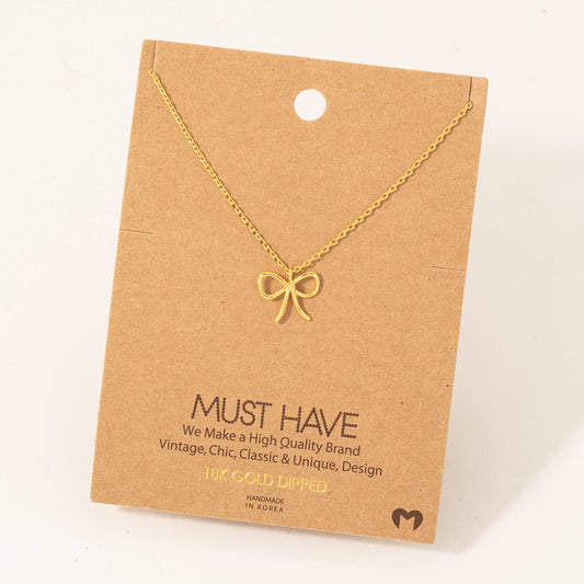 Tied with a Ribbon Pendant Necklace- Gold