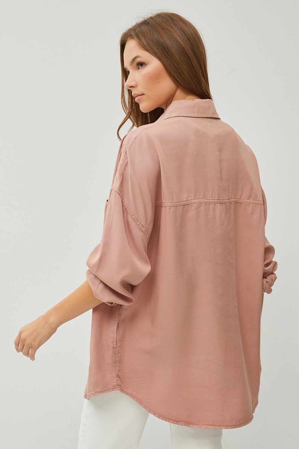 RISEN Delia Button Up Long Sleeve Denim Shirt