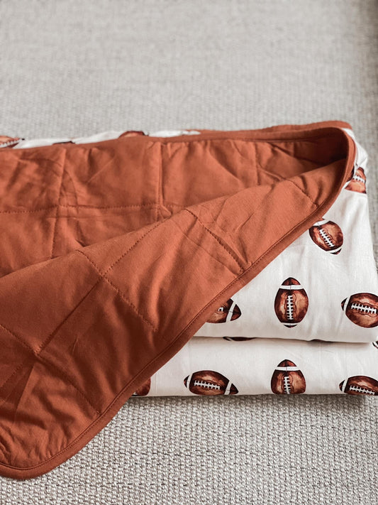 Football Print Quilted Bamboo Blanket