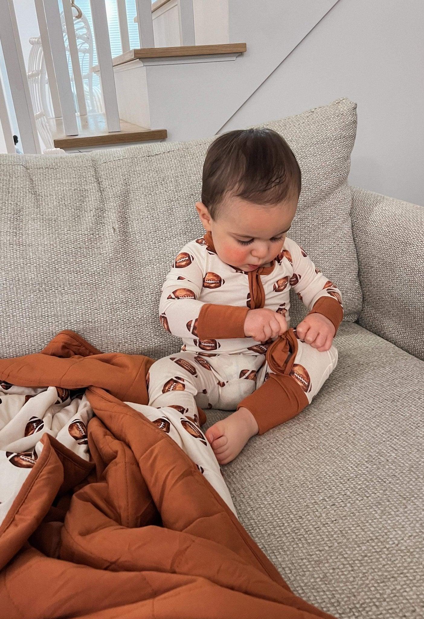 Football Print Quilted Bamboo Blanket