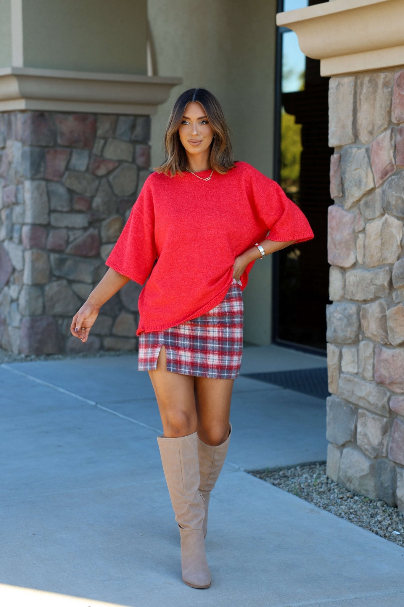 Free People Red Margot Sweater Tee