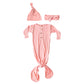 Pink Knotted Baby Gown and Hat/Headband Set (Newborn-3 months)