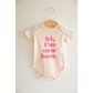 Hi, I'm New Here Organic Cotton Baby Bodysuit with Pink Ink
