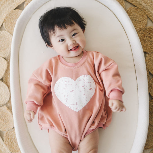 Distressed Heart Sweatshirt Romper - 5 colors