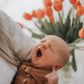 Camel Brown Knotted Baby Gown With Hat/Headband Option (Newborn-3 months)