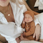 Camel Brown Knotted Baby Gown With Hat/Headband Option (Newborn-3 months)