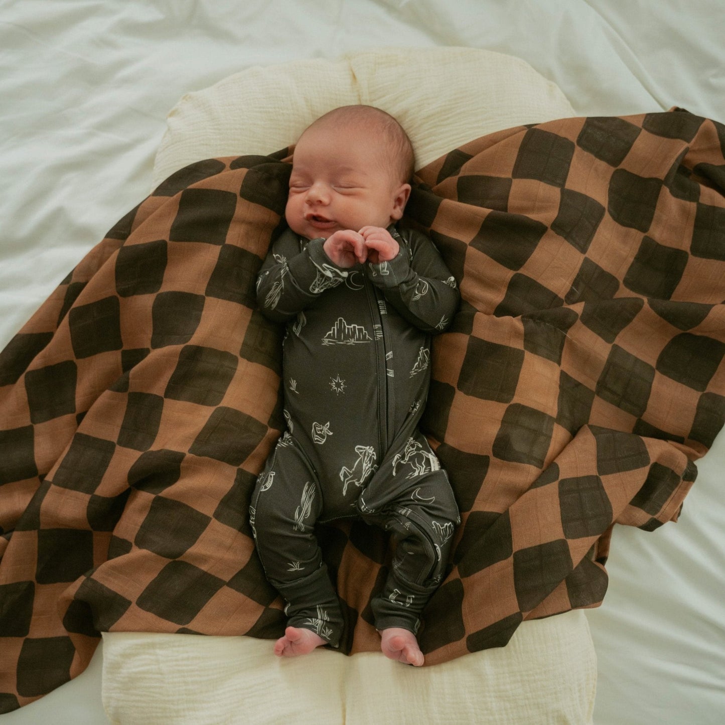 Ink & Earth Checkerboard Muslin Swaddle Blanket