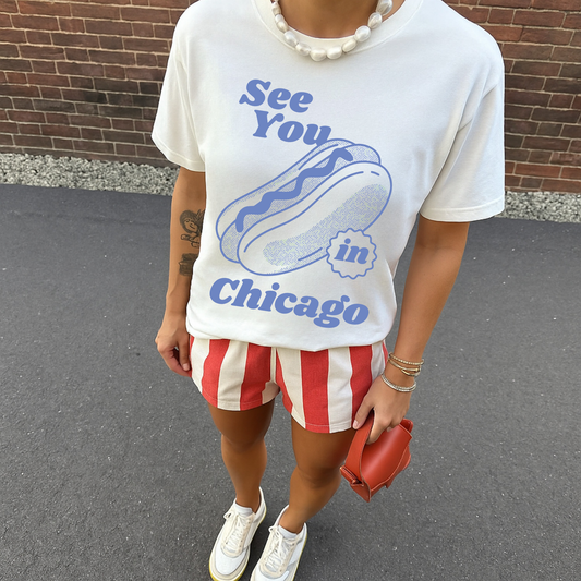 See You in Chicago Hot Dog Graphic Tee