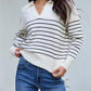 Ivory and Black Stripe Ribbed Sweater