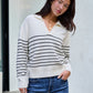 Ivory and Black Stripe Ribbed Sweater