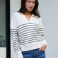 Ivory and Black Stripe Ribbed Sweater