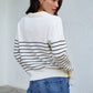 Ivory and Black Stripe Ribbed Sweater
