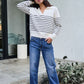 Ivory and Black Stripe Ribbed Sweater