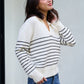 Ivory and Black Stripe Ribbed Sweater