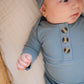 Knotted Baby Gown - Arona Blue Ribbed