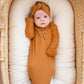 Knotted Baby Gown - Caramel Ribbed