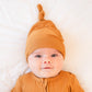 Knotted Baby Gown - Caramel Ribbed