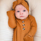 Knotted Baby Gown - Caramel Ribbed