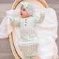 Knotted Baby Gown - Sage Ditsy Floral