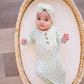 Knotted Baby Gown - Sage Ditsy Floral