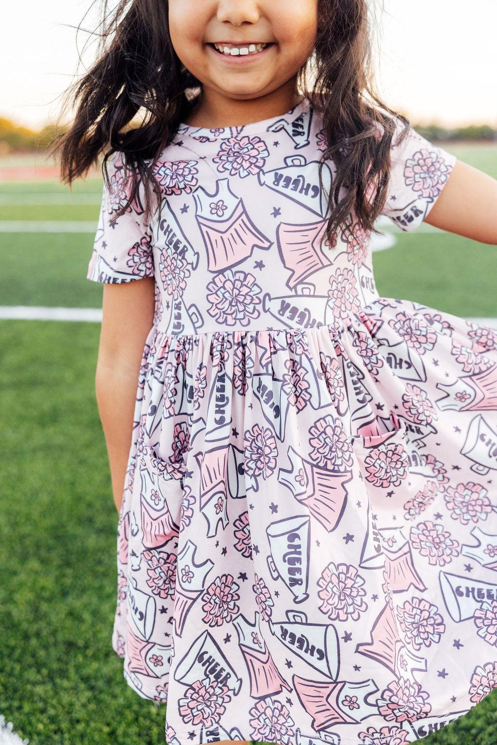 Cheer Short Sleeve Pocket Twirl Dress