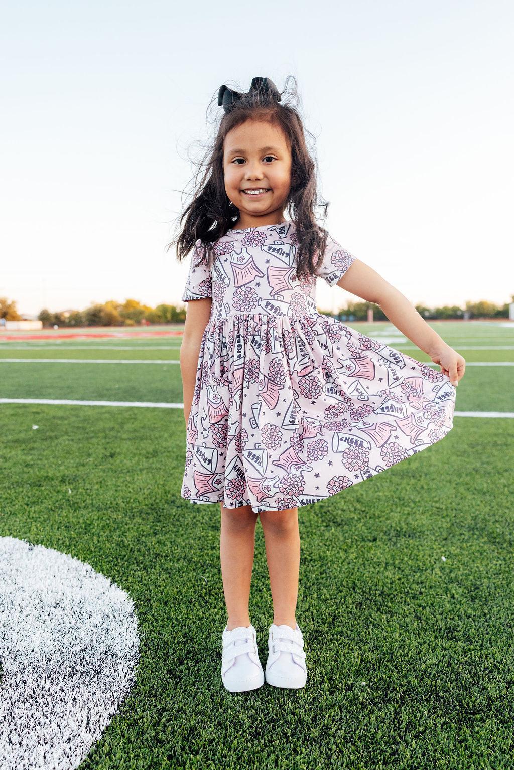 Cheer Short Sleeve Pocket Twirl Dress