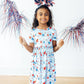 Proudly Patriotic Short Sleeve Pocket Twirl Dress