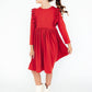 Red L/S Ruffle Twirl Dress